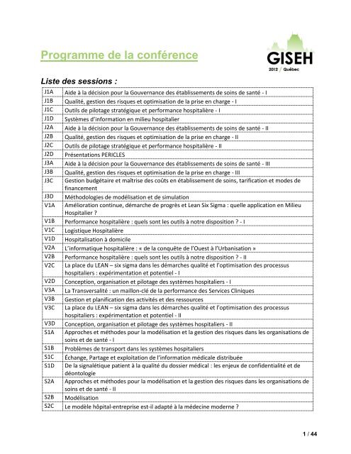 Programme de conférence - giseh 2012 - cirrelt