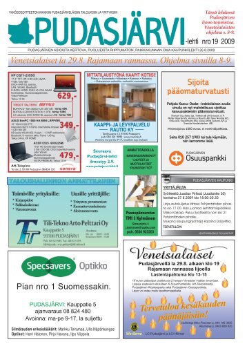 Pudasjärvi-lehti nro 19/2009 - Pudasjärvi-lehti ja VKK-Media Oy