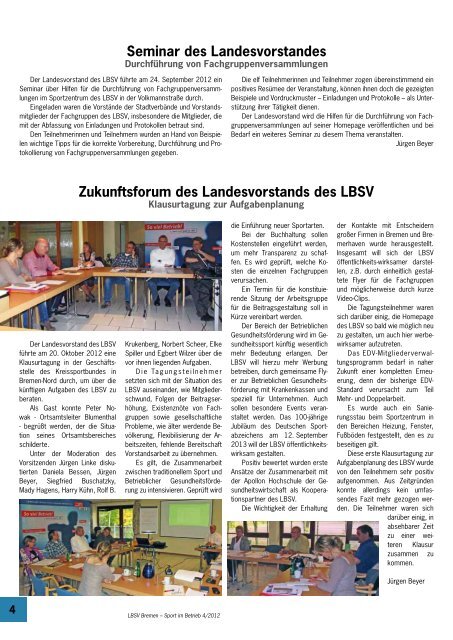 Sport im Betrieb - Landesbetriebssportverband Bremen eV