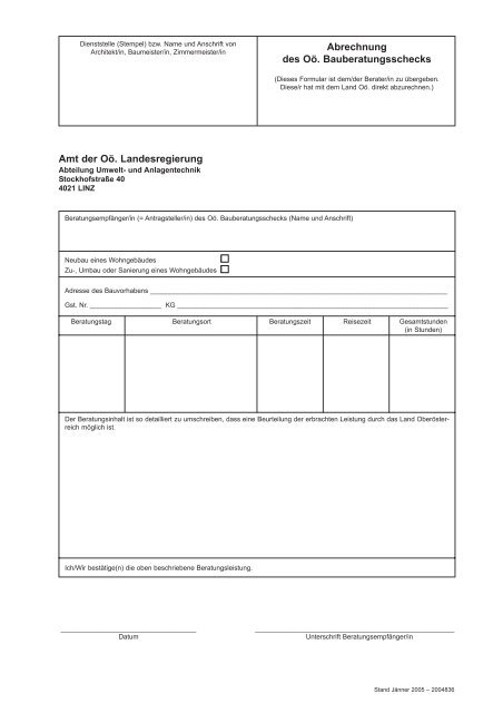 Abrechnungsformular