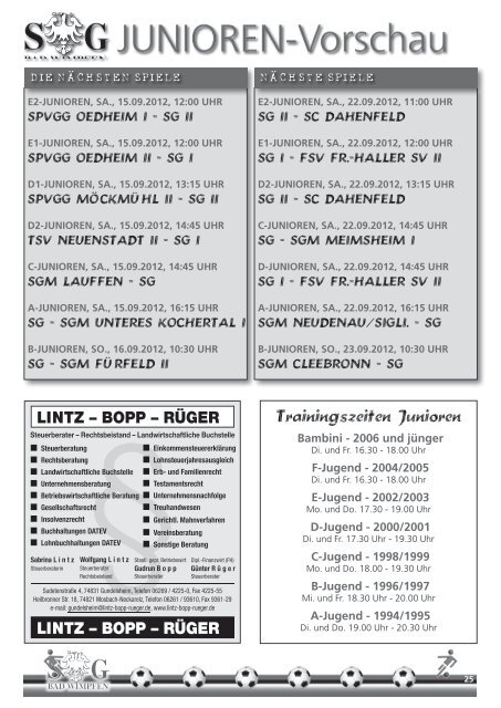 Kreisliga A: SG Bad Wimpfen - TG Offenau