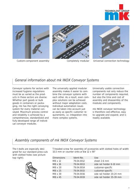 Catalog mk INOX Stainless Steel Conveyors - mk Technology Group
