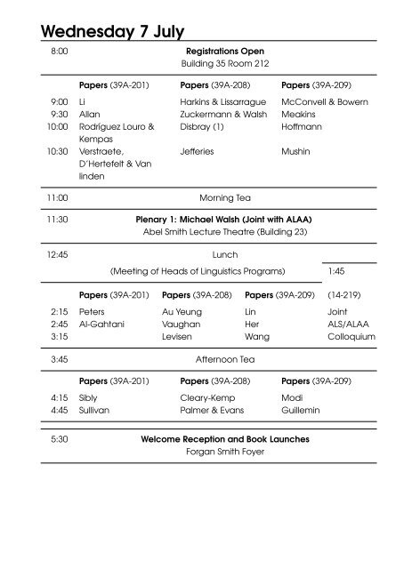 ALS 2010 Annual Conference Programme - Australian Linguistic ...