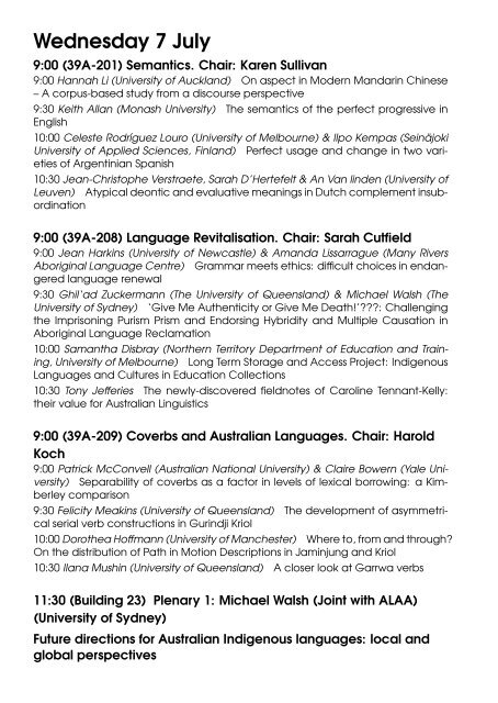 ALS 2010 Annual Conference Programme - Australian Linguistic ...