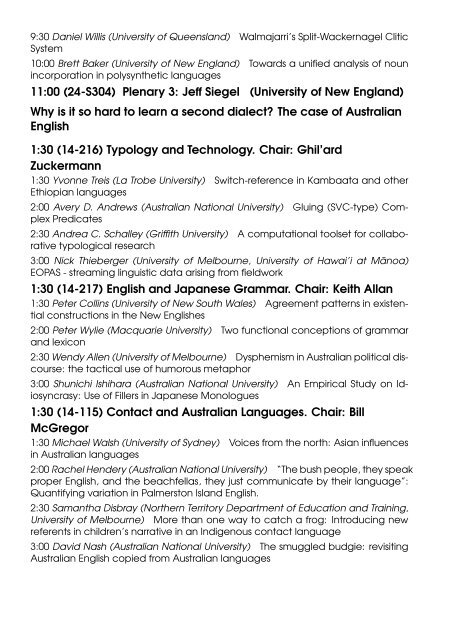 ALS 2010 Annual Conference Programme - Australian Linguistic ...