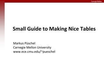 Small Guide to Making Nice Tables