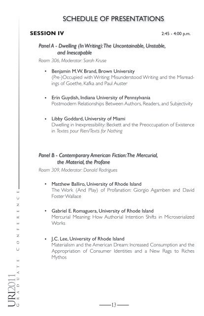 2011 URI Conference Program - URI Graduate Student Conference