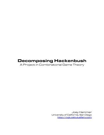 Decomposing Hackenbush - UCSD - Department of Mathematics ...