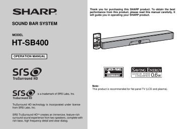 HT-SB400 - Sharp Australia Support