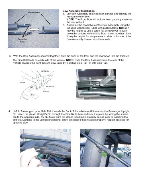 YJ full steel door top instruc - Rampage Products