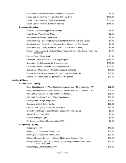 PDF Price List - Top Hat Party Rentals