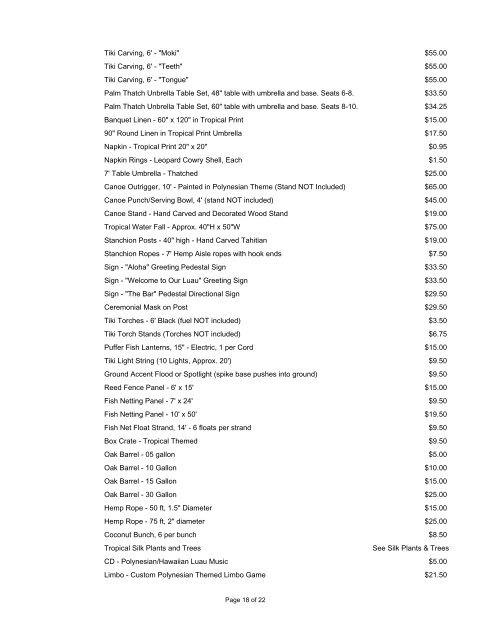 PDF Price List - Top Hat Party Rentals