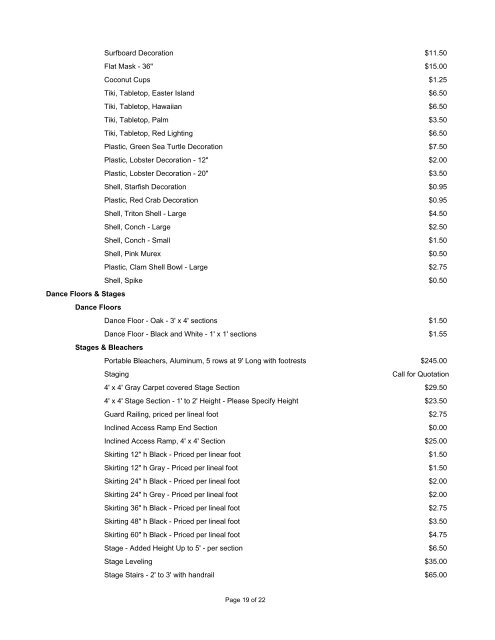 PDF Price List - Top Hat Party Rentals