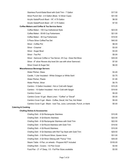 PDF Price List - Top Hat Party Rentals
