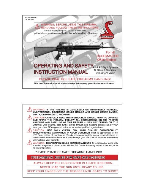 OPERATING AND SAFETY INSTRUCTION MANUAL - AR15.com