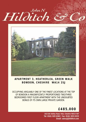 apartment 3, heatherlea, green walk bowdon, cheshire wa14 2sj