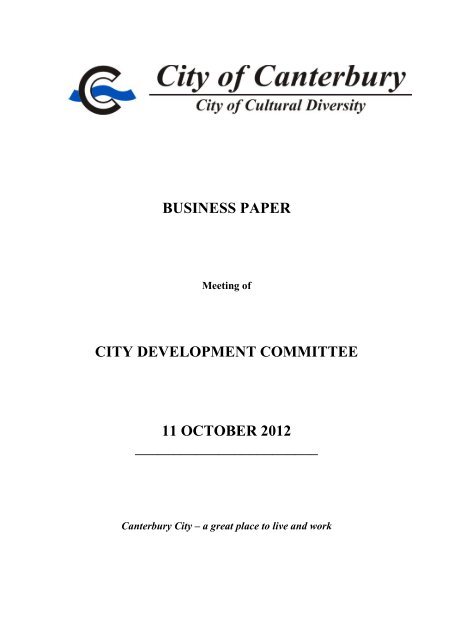 11 October 2012 - Canterbury City Council
