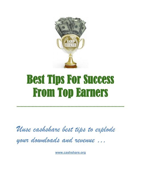 Best Tips For Success From Top Earners - CashShare