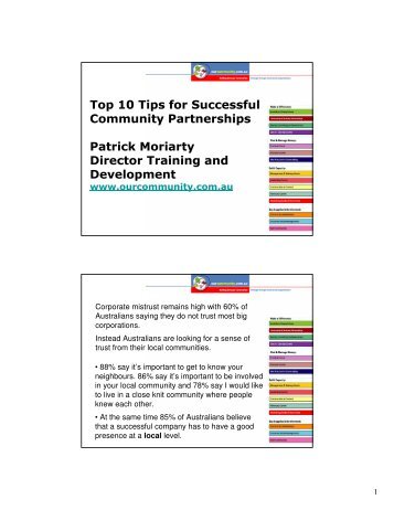 Top 10 Tips for Successful Community Partnerships Patrick Moriarty ...
