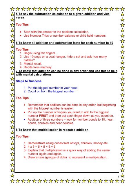 Mathematics Steps to Success and Top Tips Year 2 - Pownall Green ...