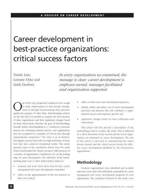 Career development in best-practice organizations: critical success ...