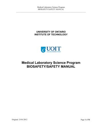 Medical Laboratory Science Program BIOSAFETY/SAFETY MANUAL