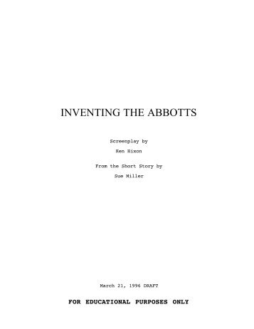 INVENTING THE ABBOTTS - Daily Script