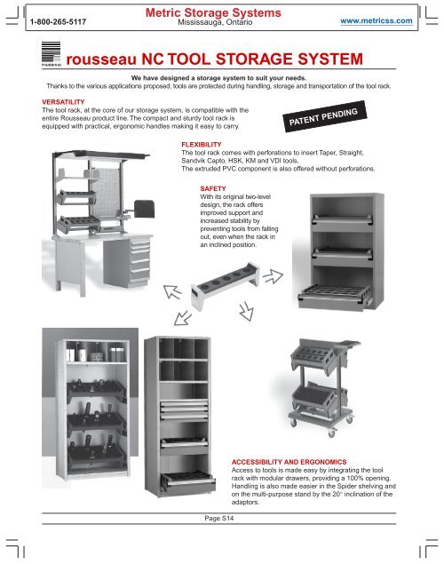 rousseau NC TOOL STORAGE SYSTEM Metric Storage Systems