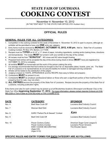 2012 cooking contest rules and entry form state fair of louisiana