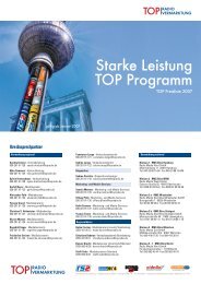 Starke Leistung TOP Programm - TOP Radiovermarktung