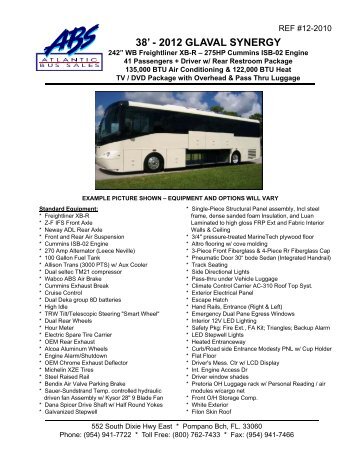 38' - 2012 GLAVAL SYNERGY - Atlantic Bus Sales