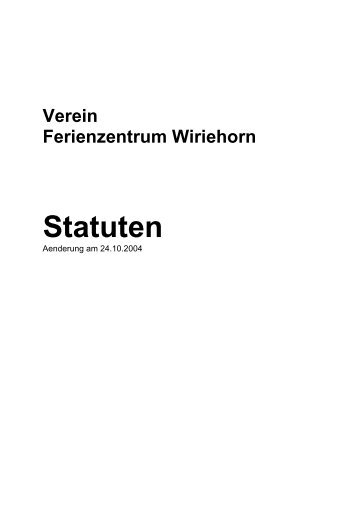 Verein Ferienzentrum Wiriehorn Statuten