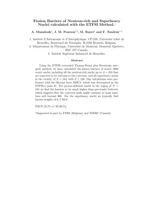 Fission Barriers of Neutron-rich and Superheavy Nuclei calculated ...