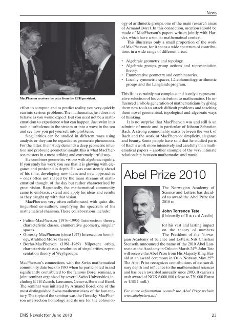 EMS Newsletter June 2010 - European Mathematical Society ...