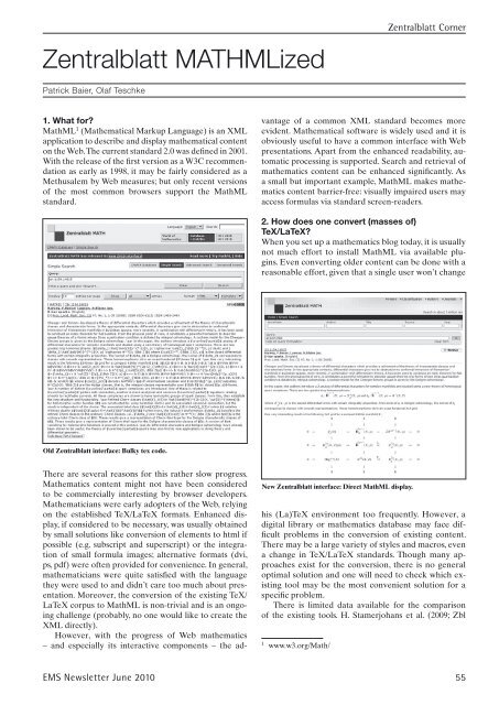 EMS Newsletter June 2010 - European Mathematical Society ...