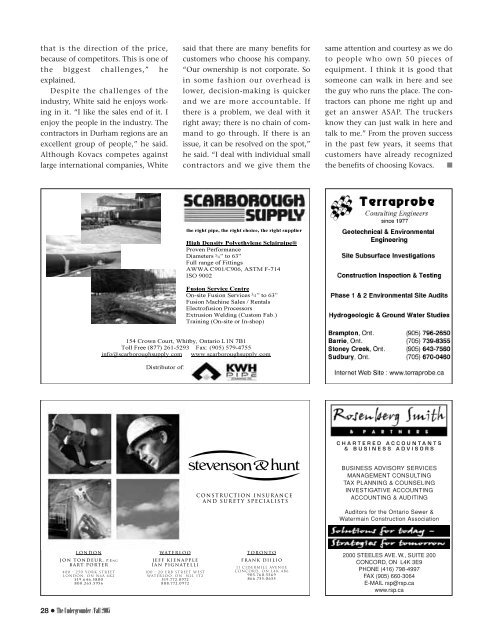 Fall 2005 - Ontario Sewer and Watermain Construction Association