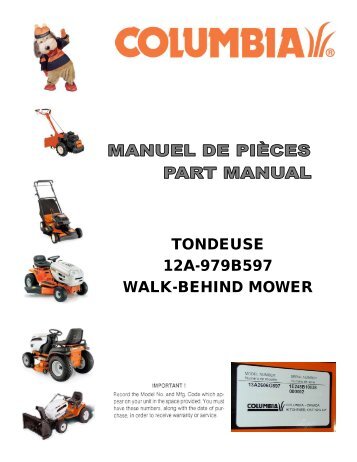 TONDEUSE 12A-979B597 WALK-BEHIND MOWER - Columbia