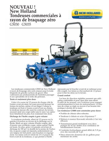 New Holland Tondeuses commerciales à rayon de braquage zéro ...