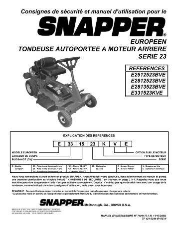 EUROPEEN TONDEUSE AUTOPORTEE A MOTEUR ... - Tam AG