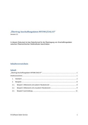 Übertragung Anschaffungsdaten MT598 AT V2.2 - Software Daten ...