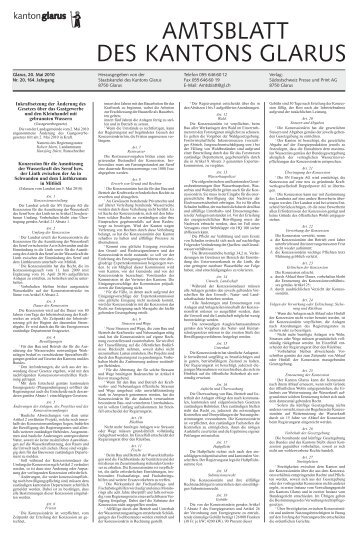 Amtsblatt des Kantons Glarus, 20.5.2010 - Glarus24.ch