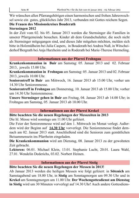 Pfarrbrief Nr. 1 für die Zeit vom 01. Januar 2013 ... - gdg-steinfeld.de