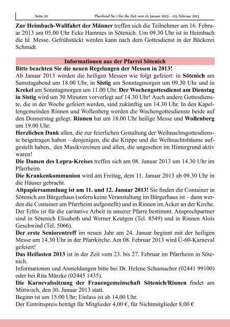 Pfarrbrief Nr. 1 für die Zeit vom 01. Januar 2013 ... - gdg-steinfeld.de