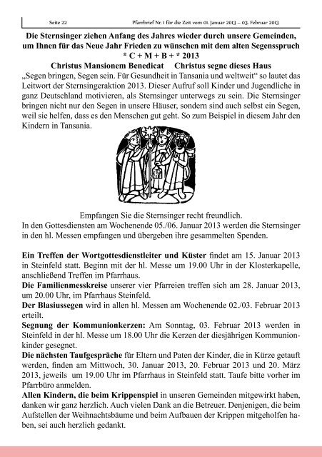 Pfarrbrief Nr. 1 für die Zeit vom 01. Januar 2013 ... - gdg-steinfeld.de