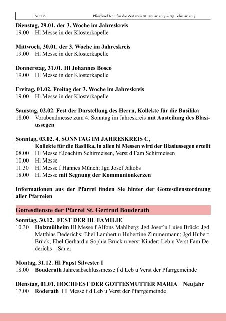 Pfarrbrief Nr. 1 für die Zeit vom 01. Januar 2013 ... - gdg-steinfeld.de