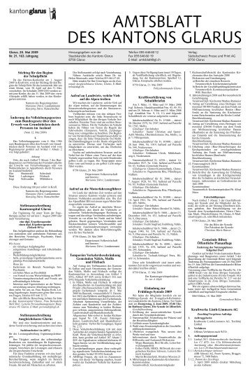 Amtsblatt des Kantons Glarus, 20.5.09 - Glarus24.ch