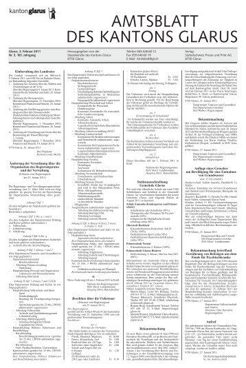 Amtsblatt des Kantons Glarus, 3.2.11 - Glarus24.ch