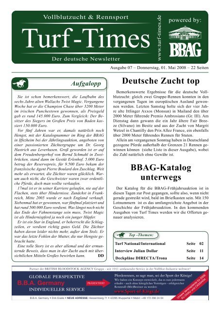 Deutsche Zucht top BBAG-Katalog unterwegs - Turf-Times ...