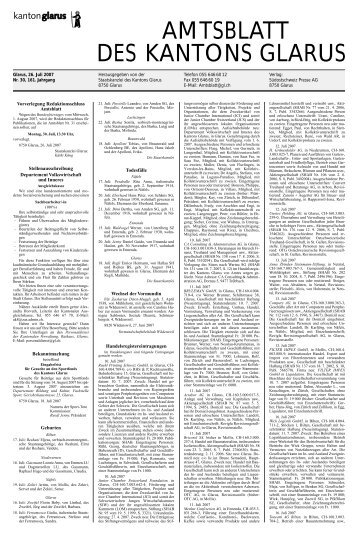 Amtsblatt des Kantons Glarus, 26. Juli 2007 - Glarus24.ch