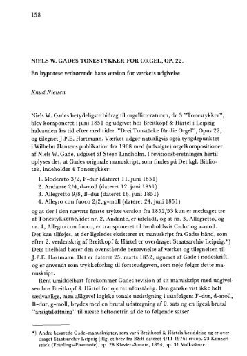 158 NIELS W. GADES TONESTYKKER FOR ORGEL, OP. 22. En ...